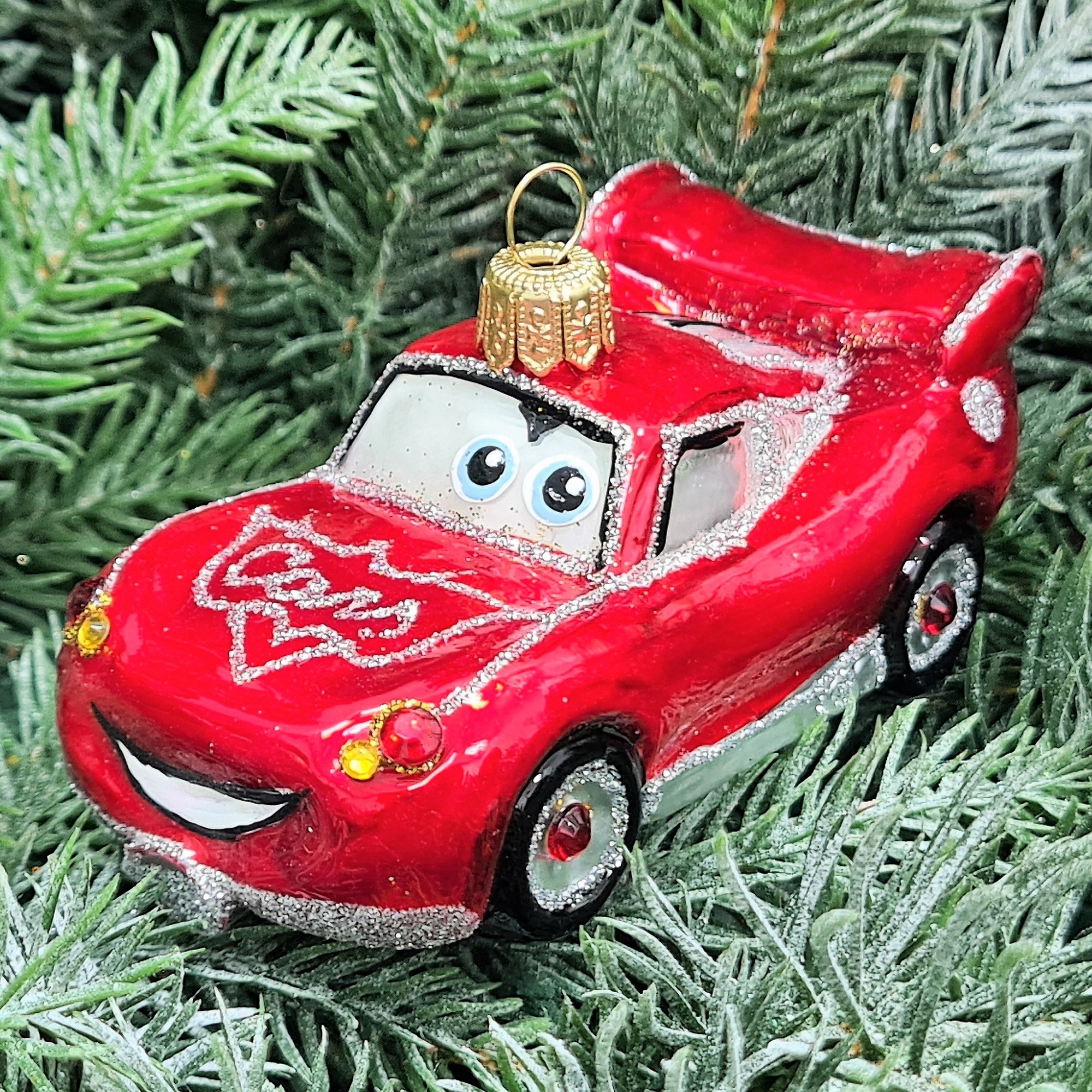 фото Стеклянная елочная игрушка Тачки