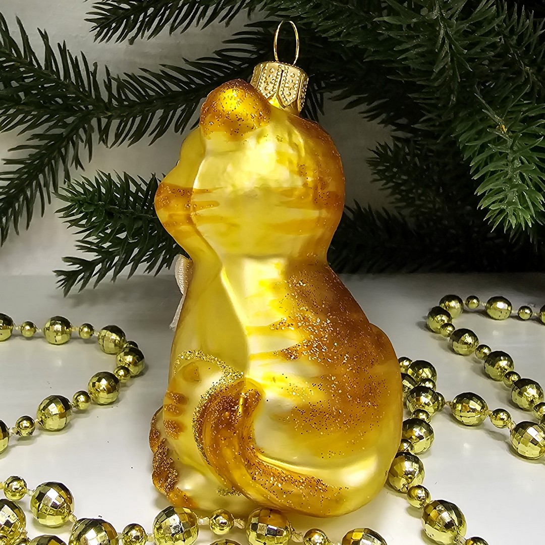 фото Стеклянная елочная игрушка Котенок