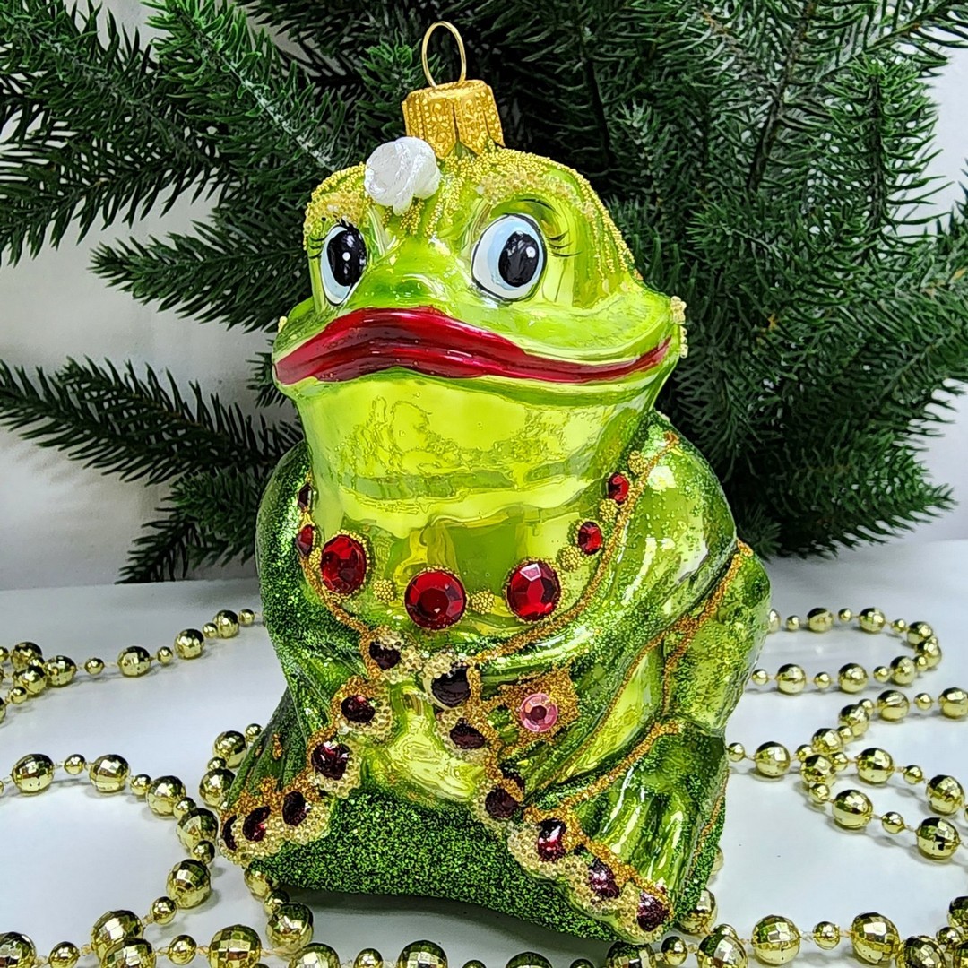 фото Стеклянная елочная игрушка Лягушка-Она