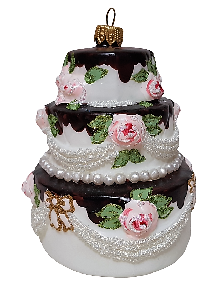 фото Стеклянная елочная игрушка Торт большой