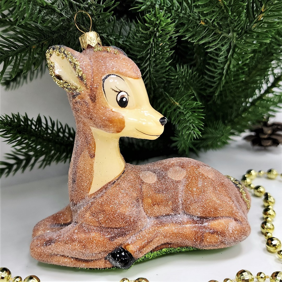 фото Стеклянная елочная игрушка Олененок