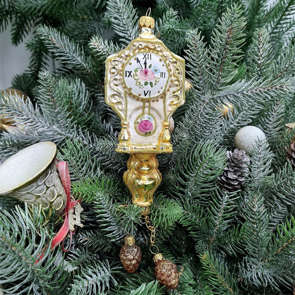 фото Стеклянная елочная игрушка Часы настенные Версаль