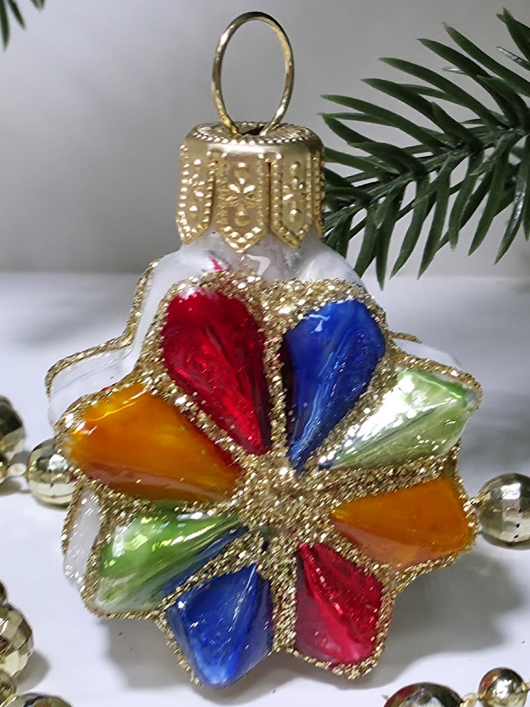 фото Стеклянная елочная игрушка Звездочка