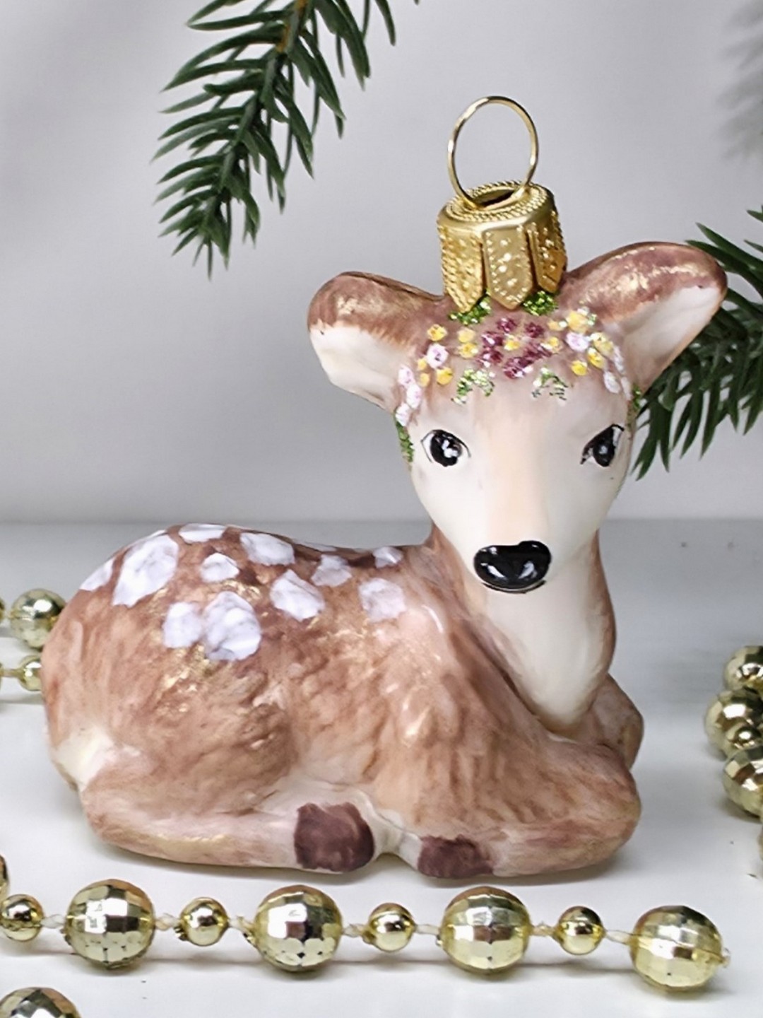 фото Стеклянная елочная игрушка Олененок винтаж