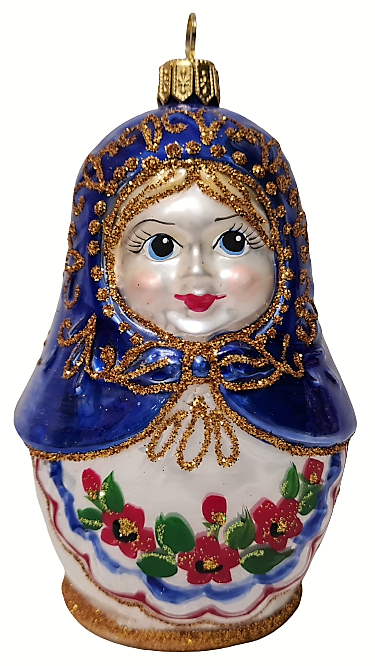 фото Стеклянная елочная игрушка Матрешка