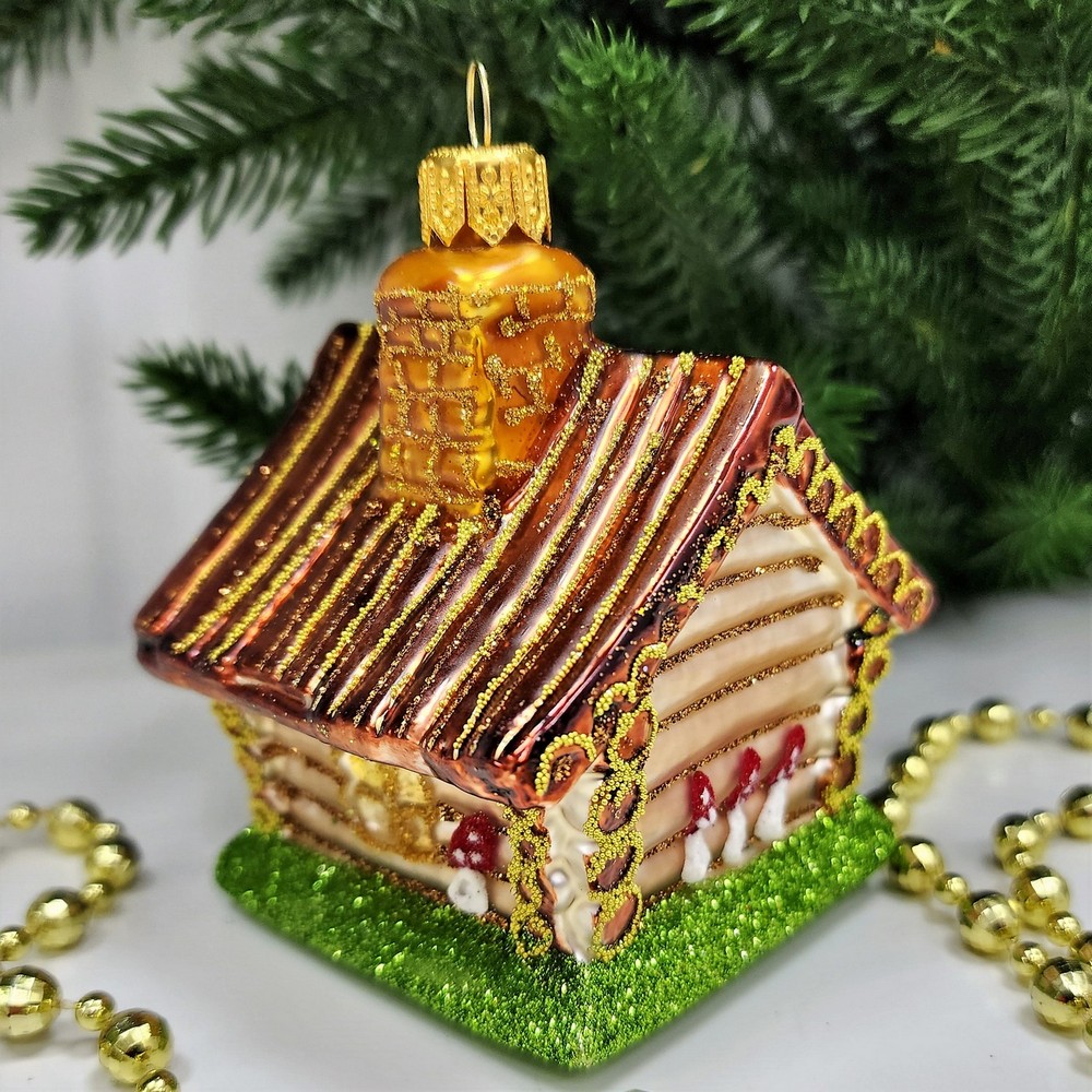 фото Стеклянная елочная игрушка Домик