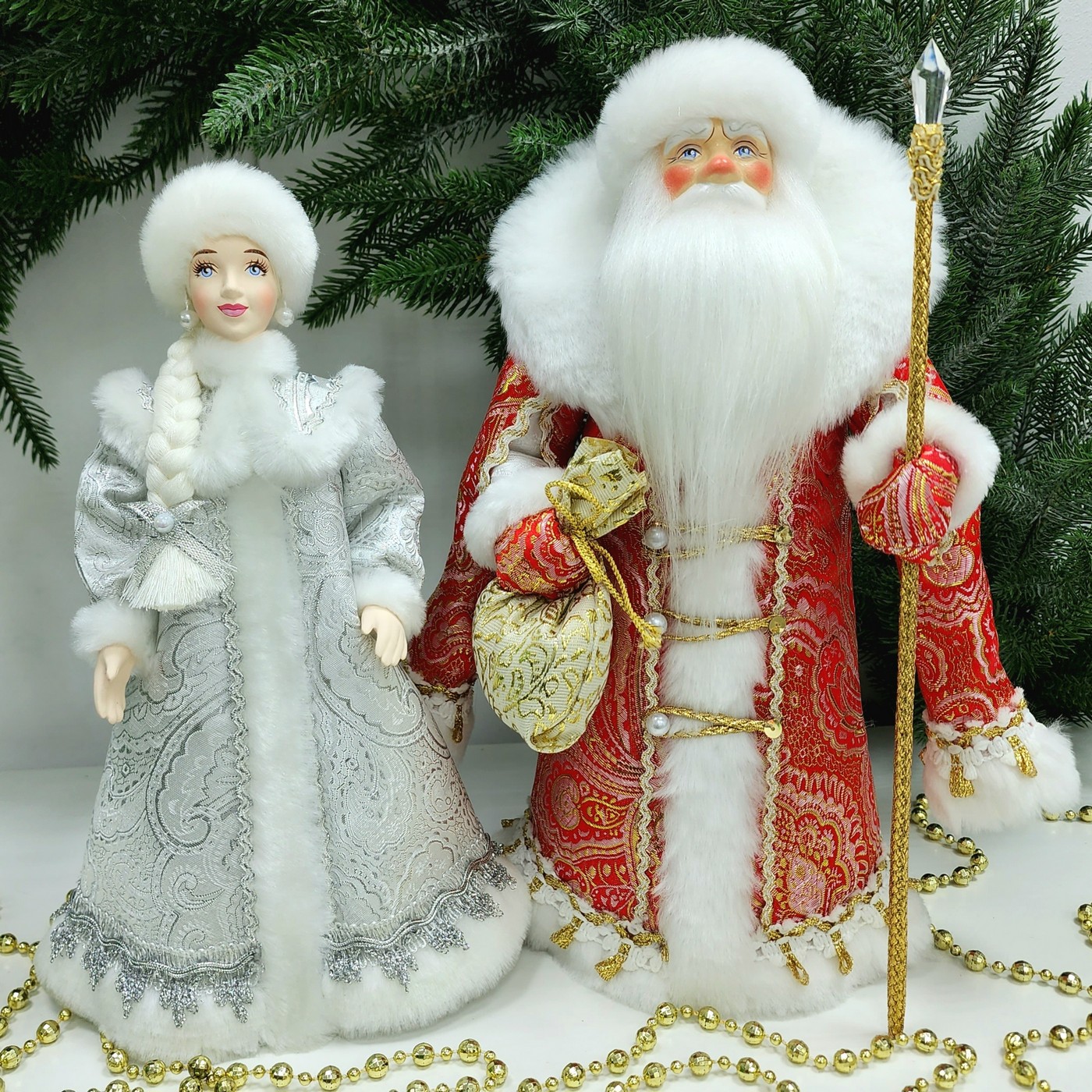 фото Набор Дед Мороз 34 см и Снегурочка 29 см №121