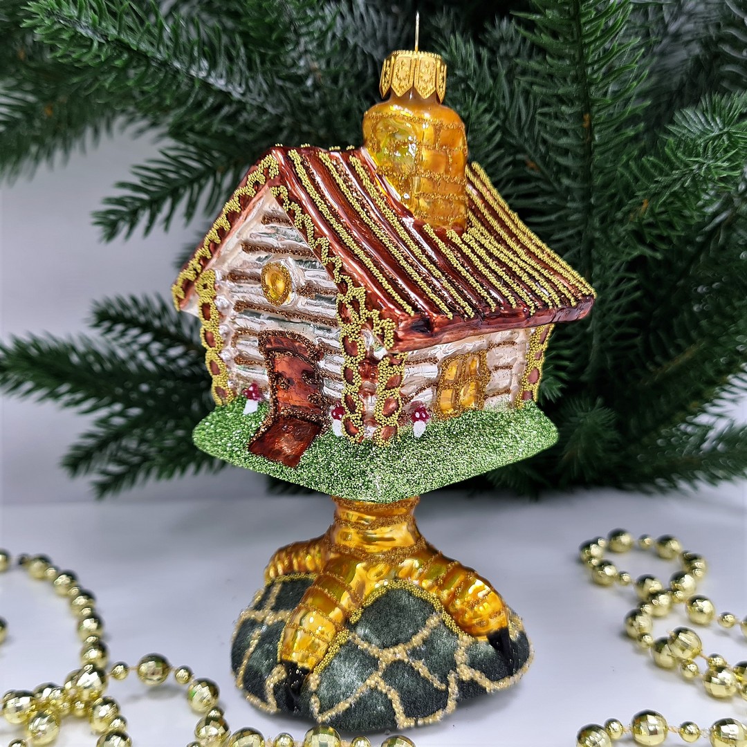 фото Стеклянная елочная игрушка Избушка на курьих ножках