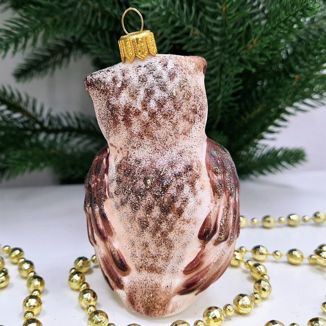 фото Стеклянная елочная игрушка Сова винтаж