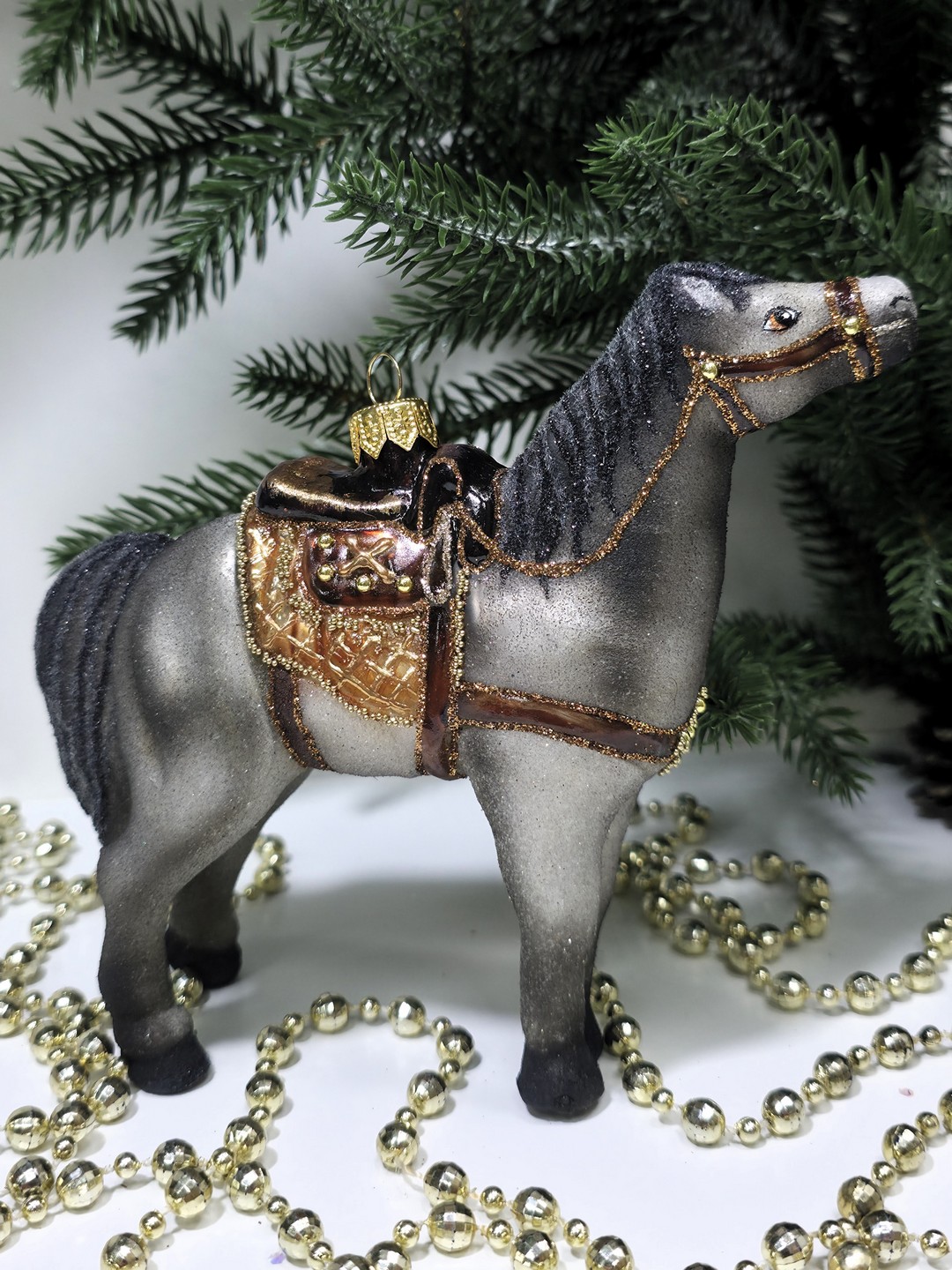 фото Стеклянная елочная игрушка Лошадь большая