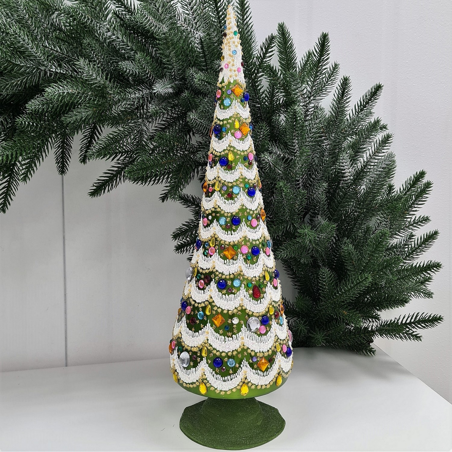 фото Стеклянная Елочка настольная