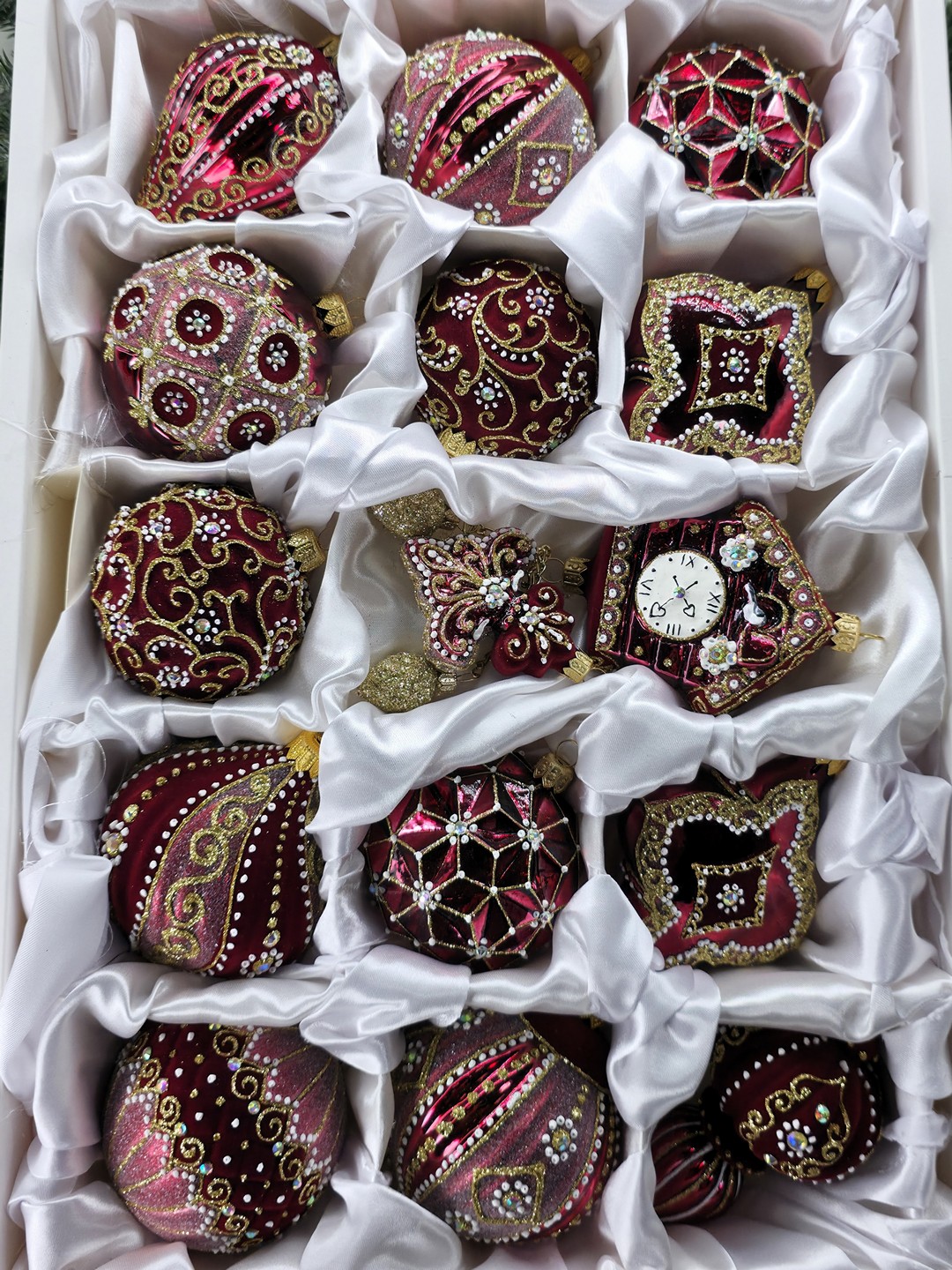 фото Набор ёлочных игрушек Бордо бархат