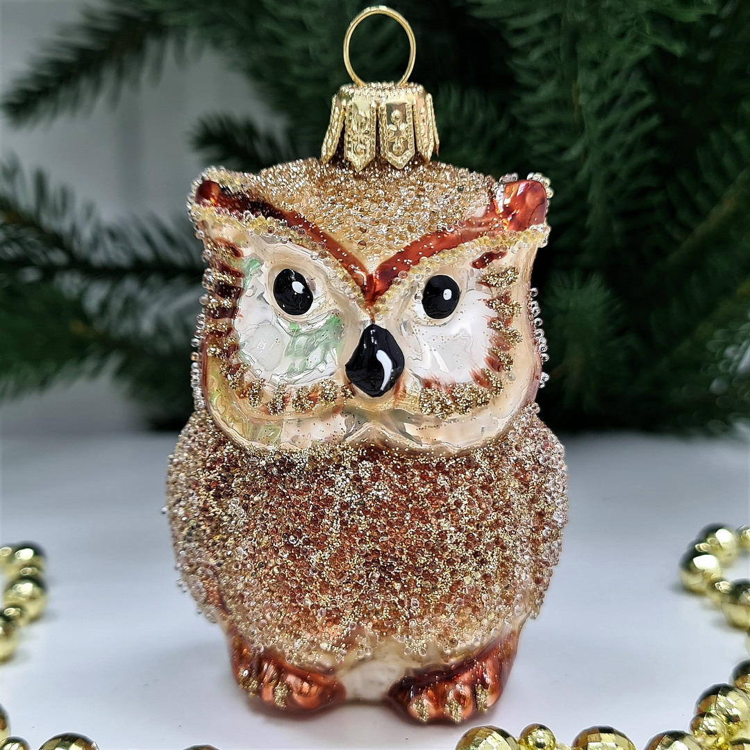 фото Стеклянная елочная игрушка Сова
