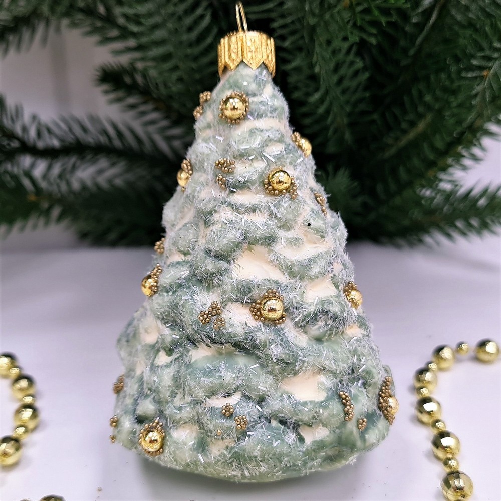 фото Стеклянная елочная игрушка Елочка винтаж