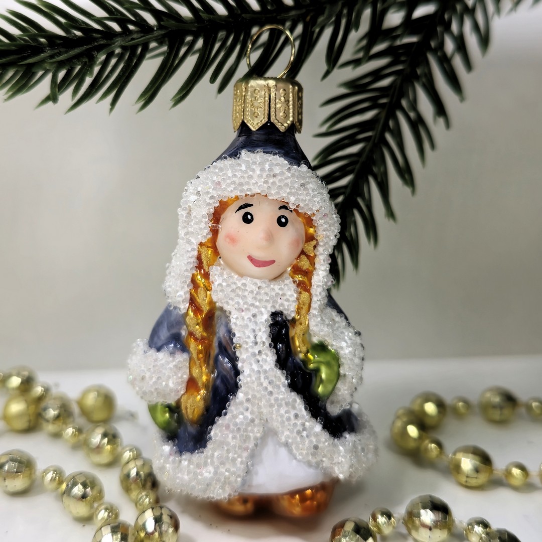 фото Стеклянная елочная игрушка Снегурочка