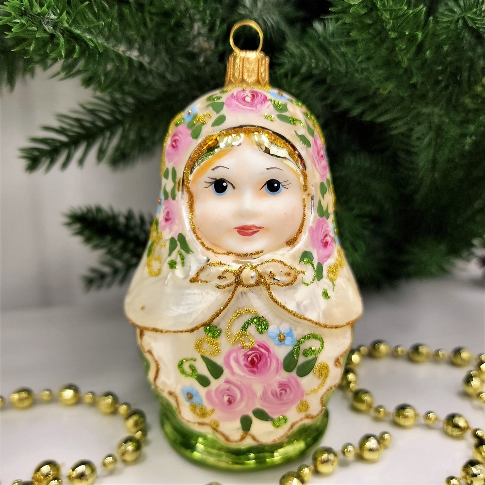 фото Стеклянная елочная игрушка Матрешка Версаль