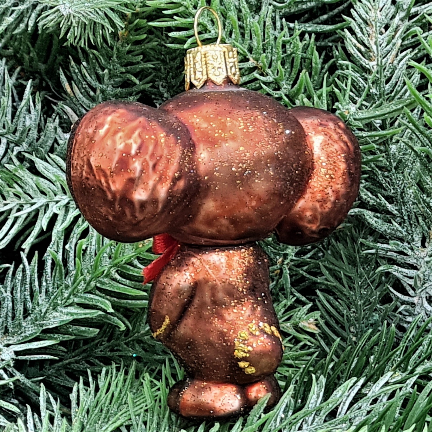 фото Стеклянная елочная игрушка Чебурашка