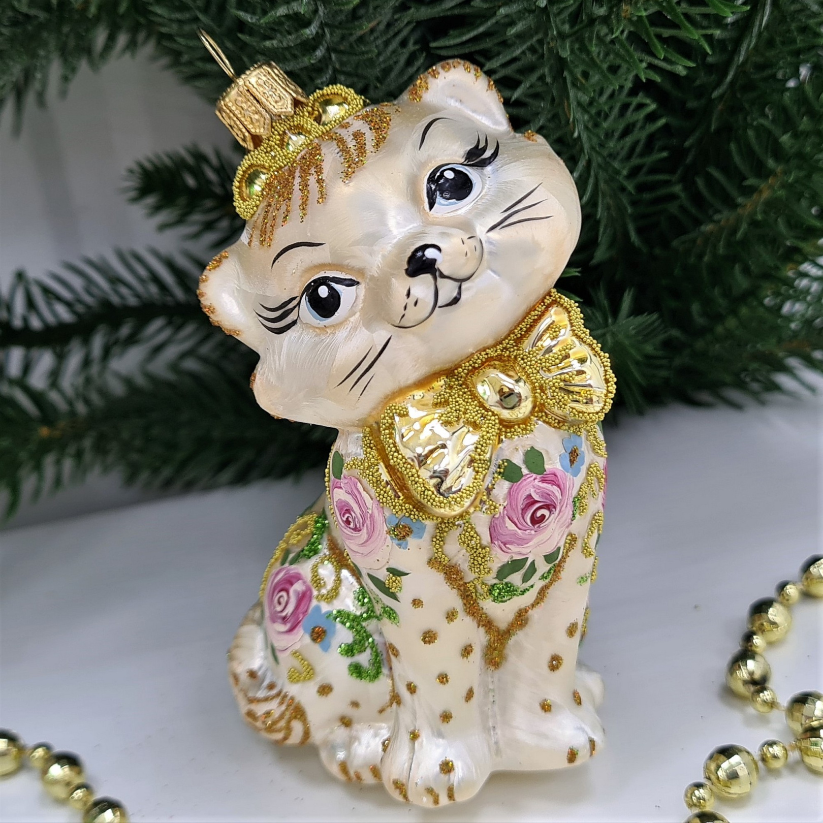 фото Стеклянная елочная игрушка Киса Мэри Версаль