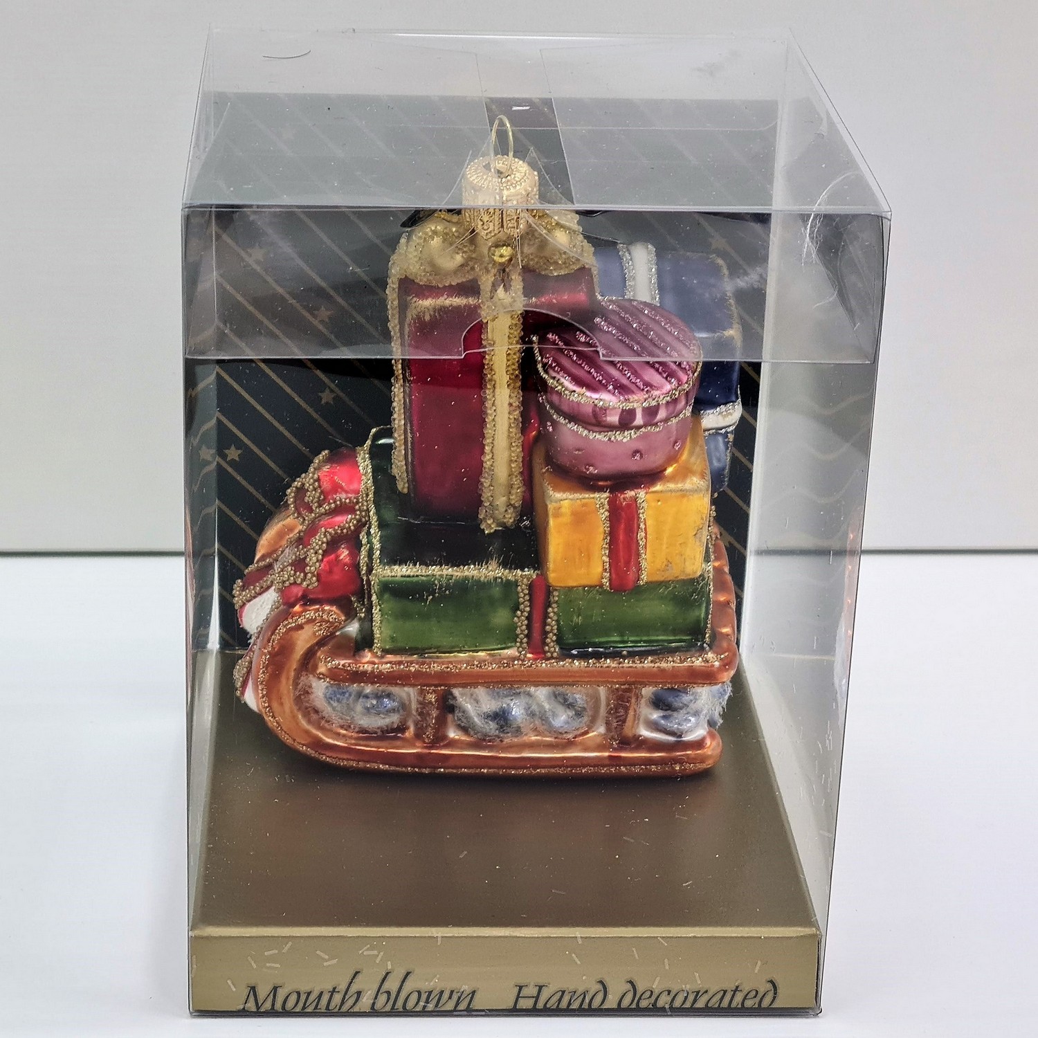 фото Стеклянная елочная игрушка Саночки