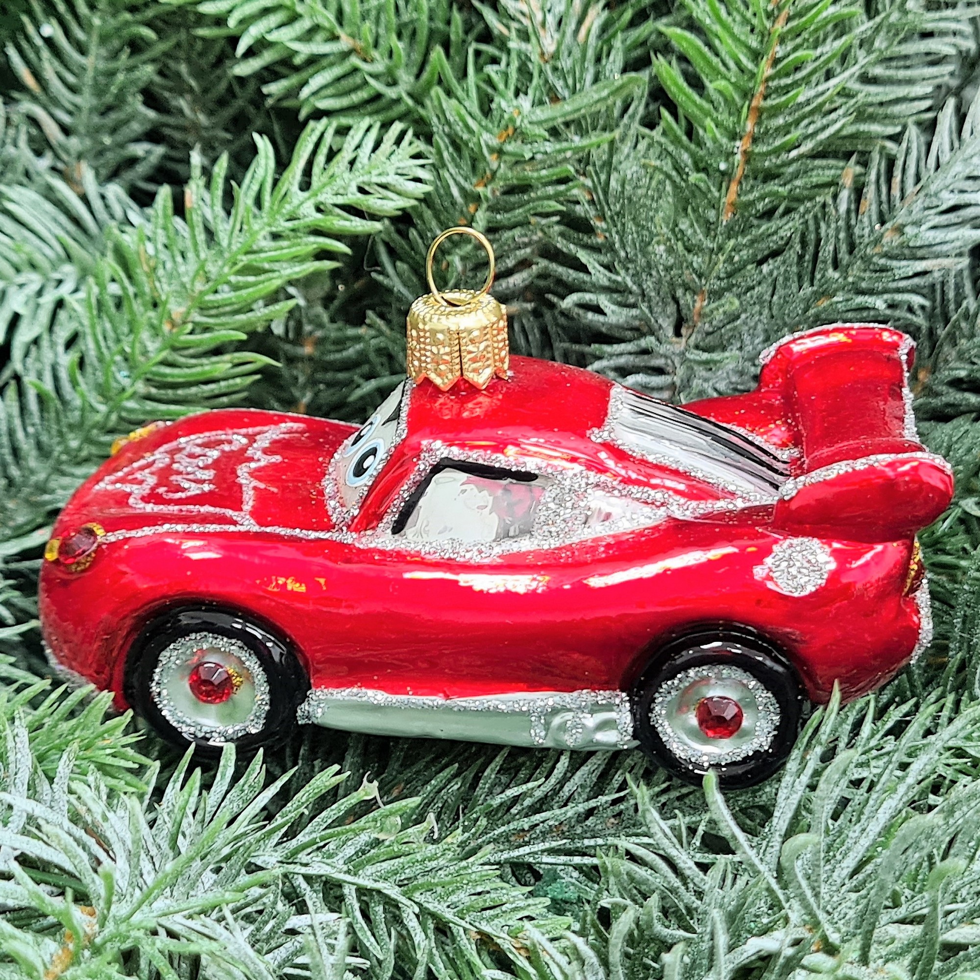 фото Стеклянная елочная игрушка Тачки