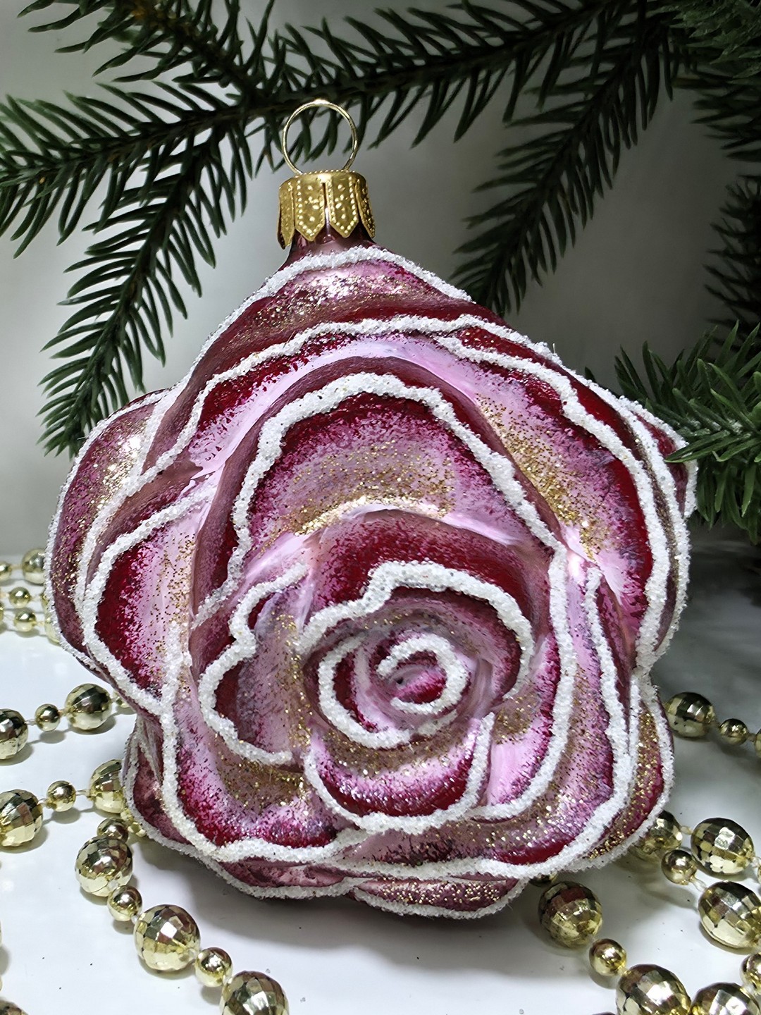 фото Стеклянная елочная игрушка Роза