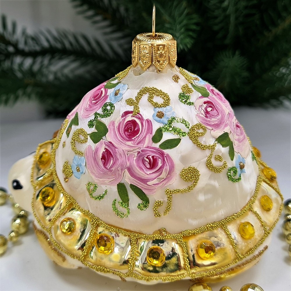 фото Стеклянная елочная игрушка Черепаха Версаль