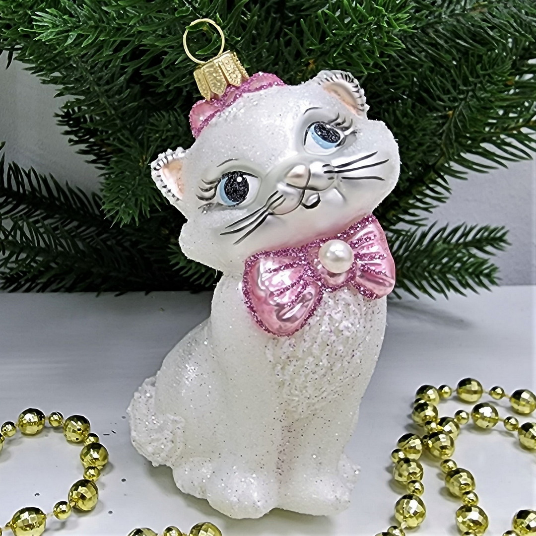 фото Стеклянная елочная игрушка Киса Мэри