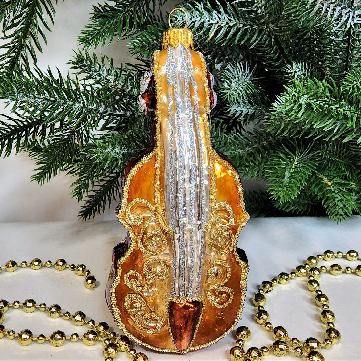 фото Стеклянная елочная игрушка Контрабас