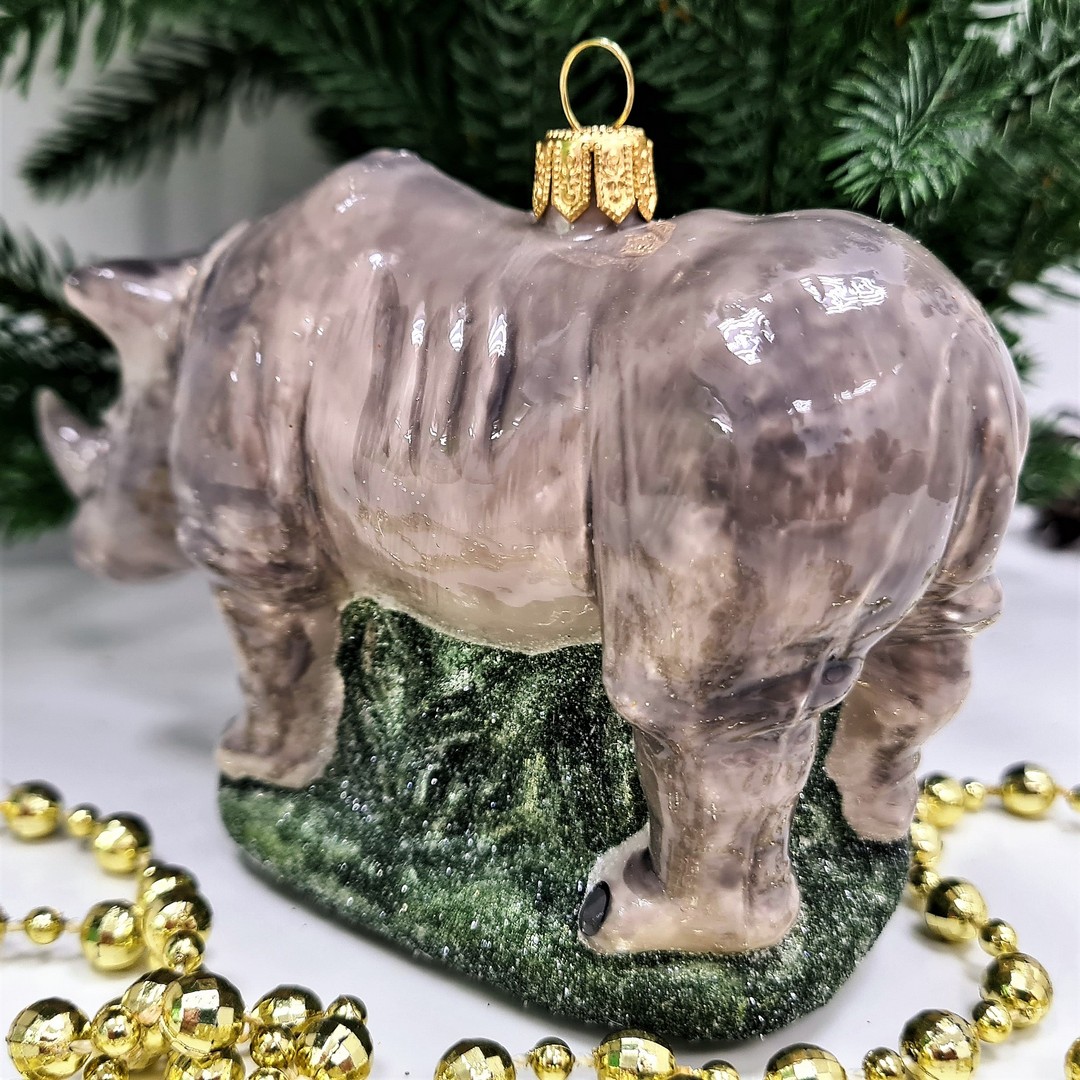 фото Стеклянная елочная игрушка Носорог