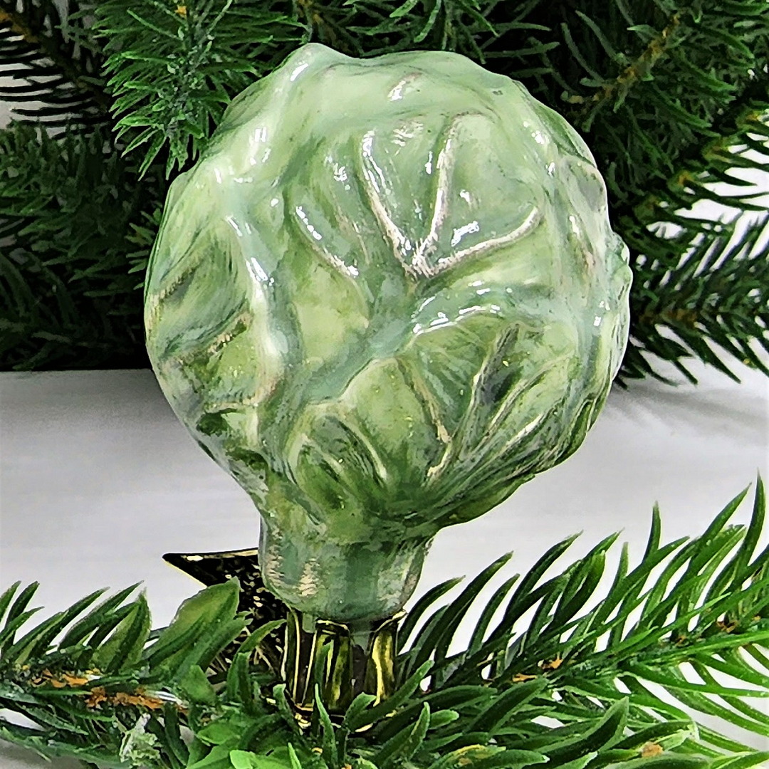 фото Стеклянная елочная игрушка Капуста на прищепке
