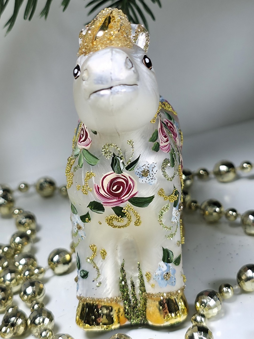 фото Стеклянная елочная игрушка Лошадка Версаль