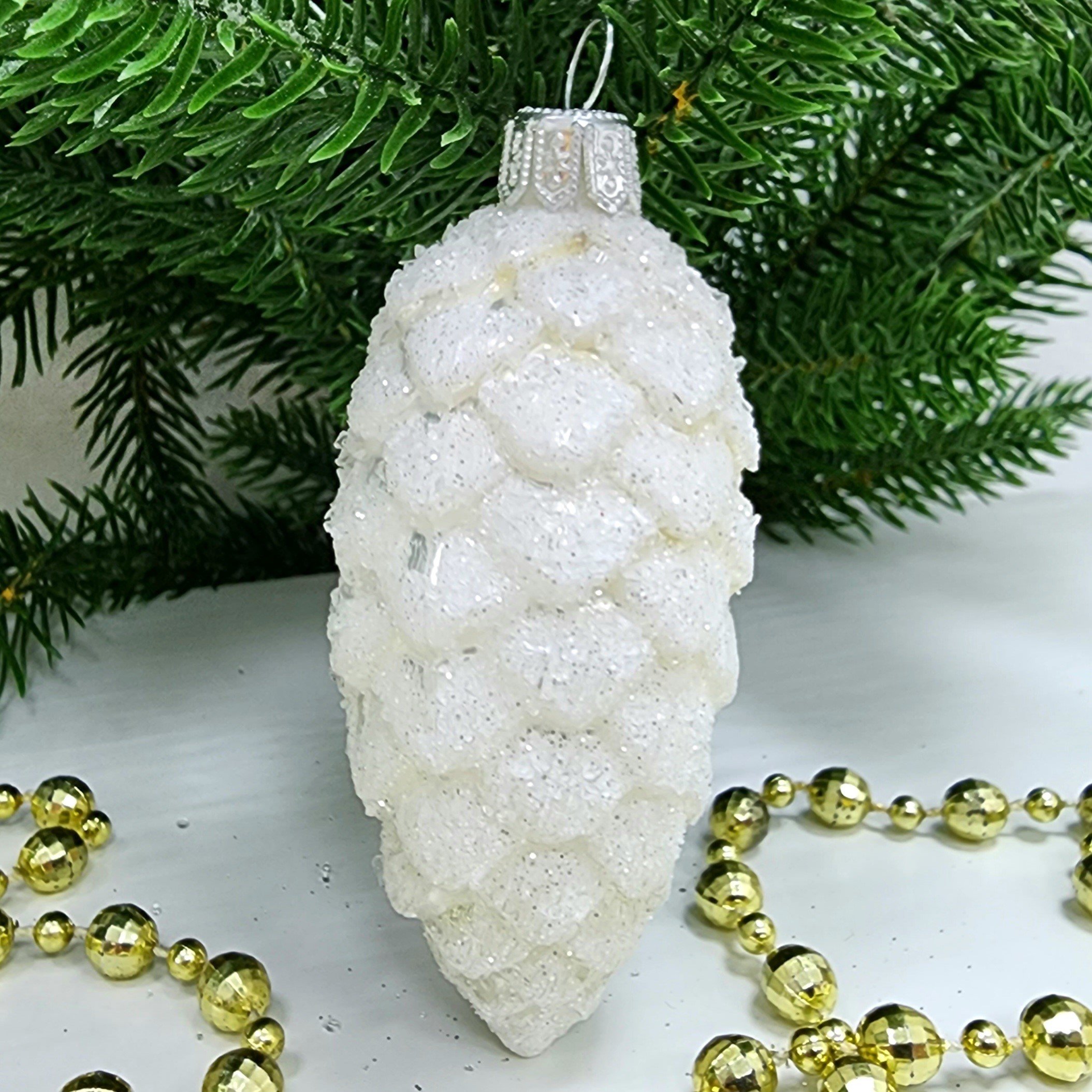 фото Стеклянная елочная игрушка Шишка 8 см