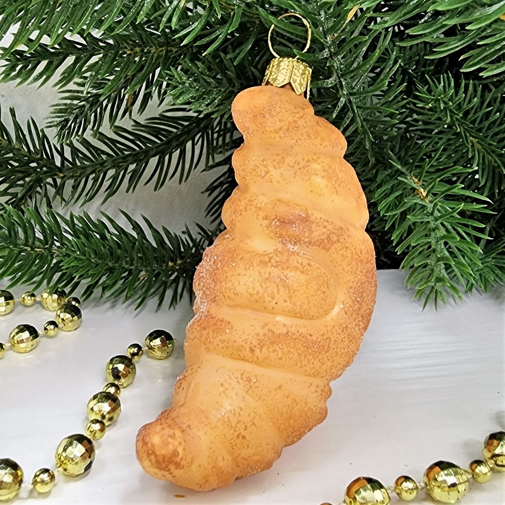 фото Стеклянная елочная игрушка Круассан