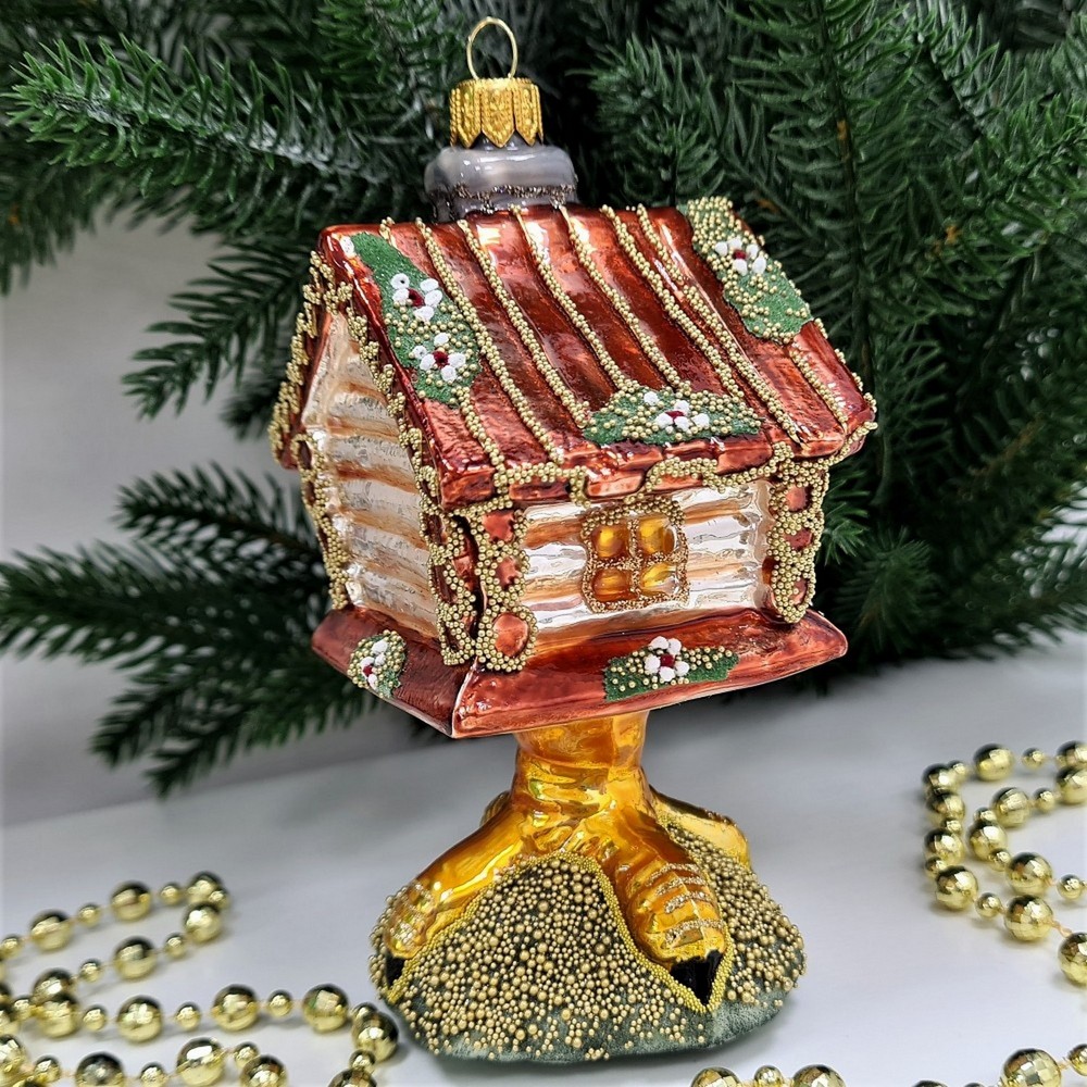 фото Стеклянная елочная игрушка Избушка на курьих ножках