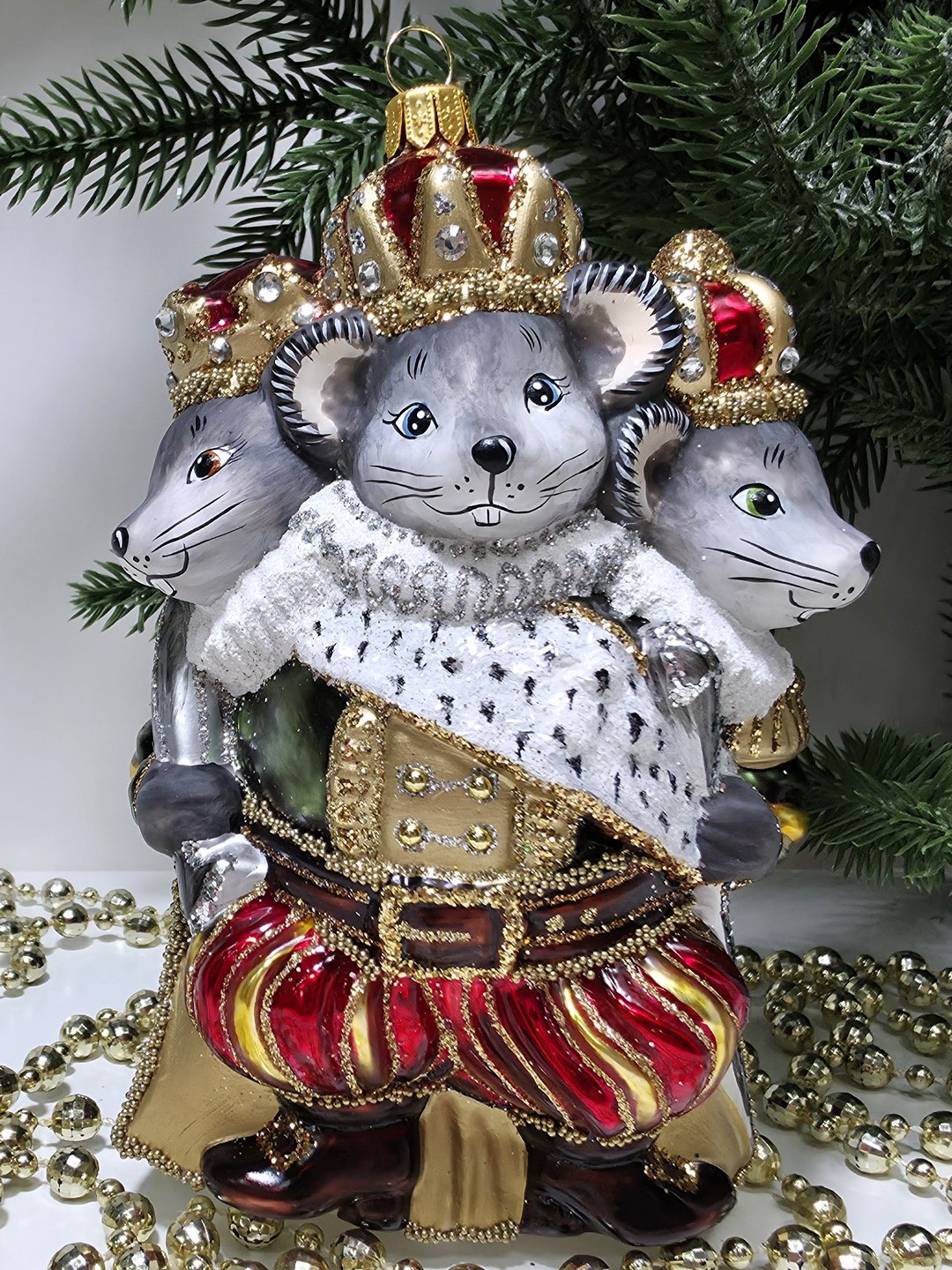 фото Стеклянная елочная игрушка Мышинный король