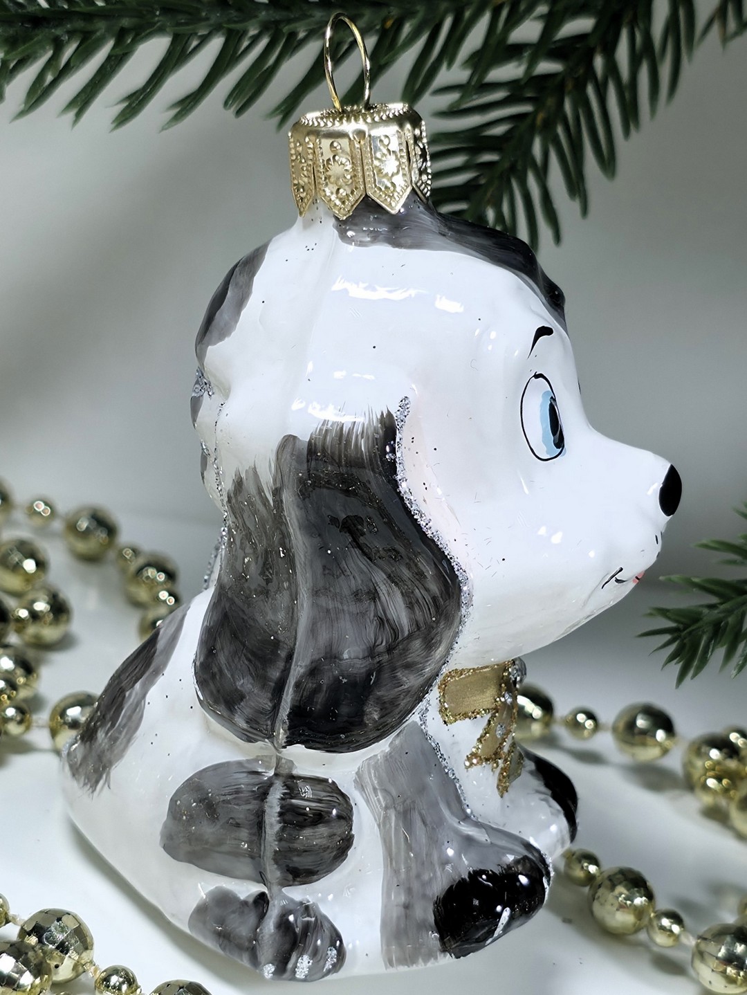 фото Стеклянная елочная игрушка Щенок