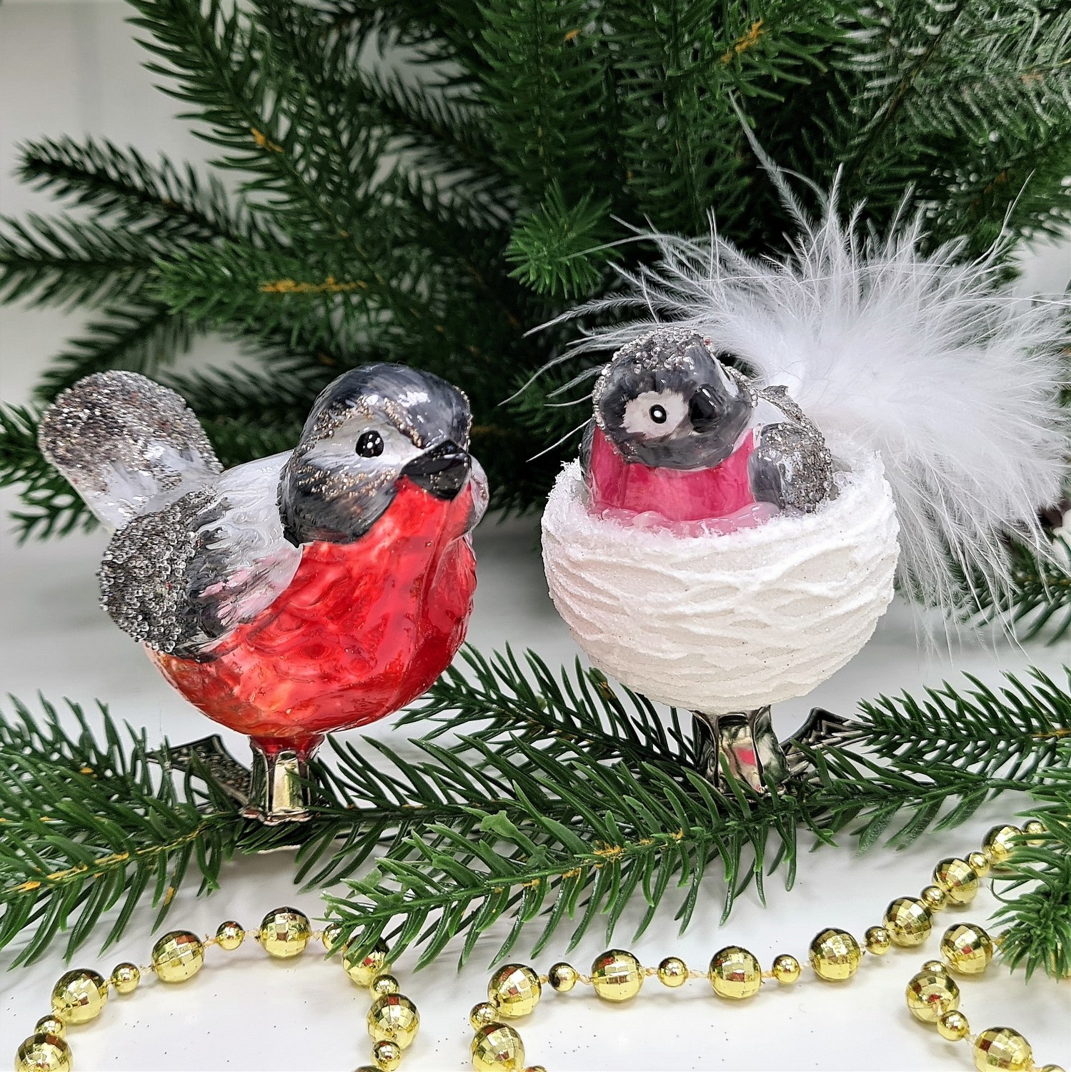 фото Набор ёлочных игрушек Две птички Снегири