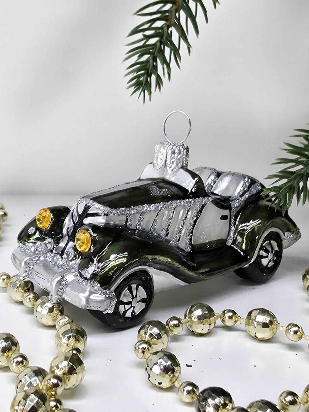 фото Стеклянная елочная игрушка Машинка - 4