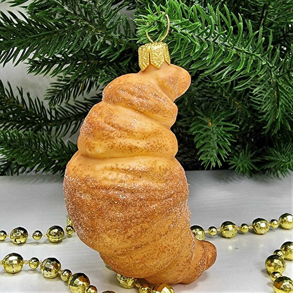 фото Стеклянная елочная игрушка Круассан