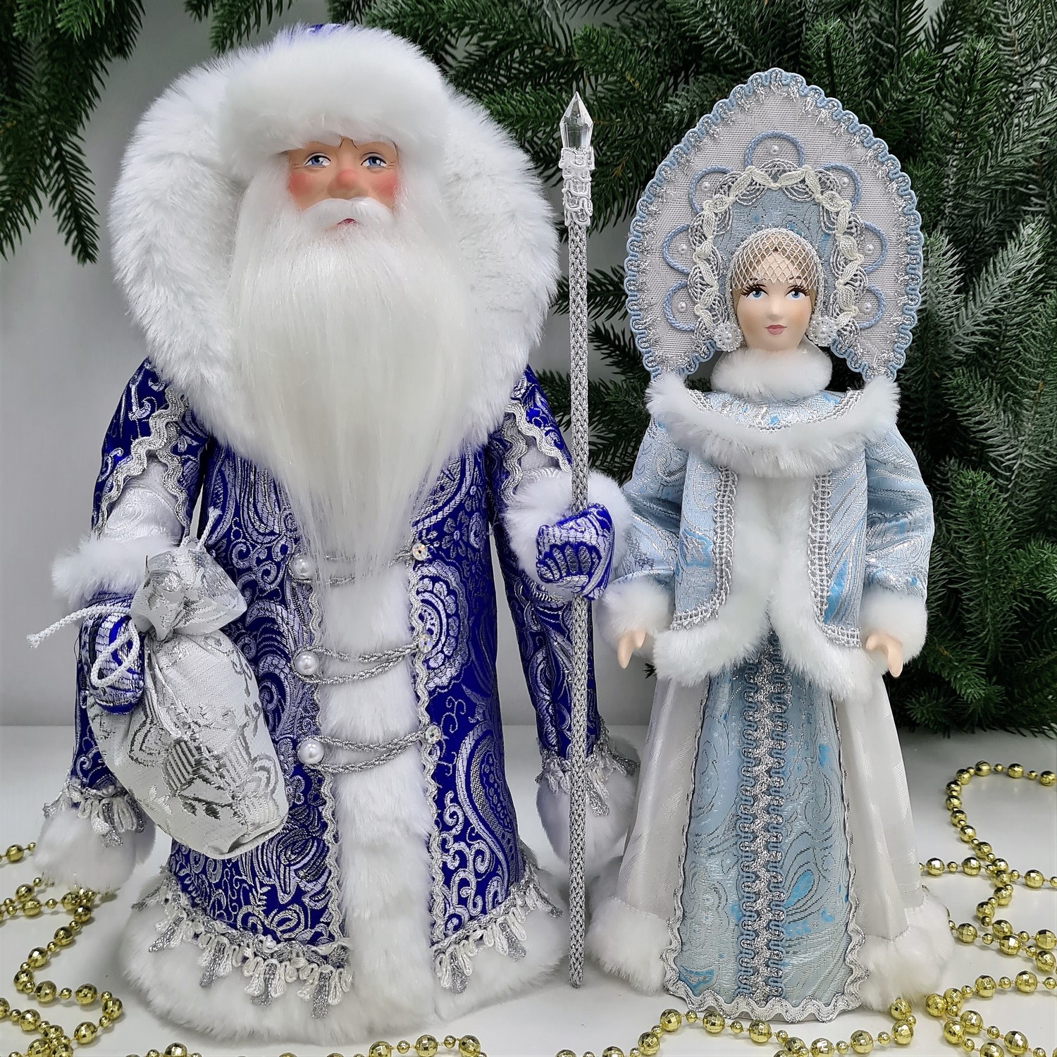 фото Набор Дед Мороз 34 см и Снегурочка 31 см №113