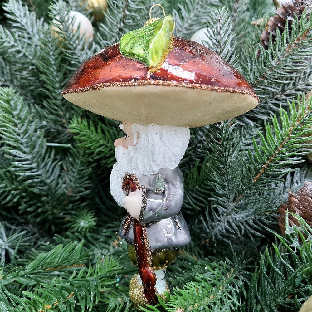 фото Стеклянная елочная игрушка Гриб Боровик