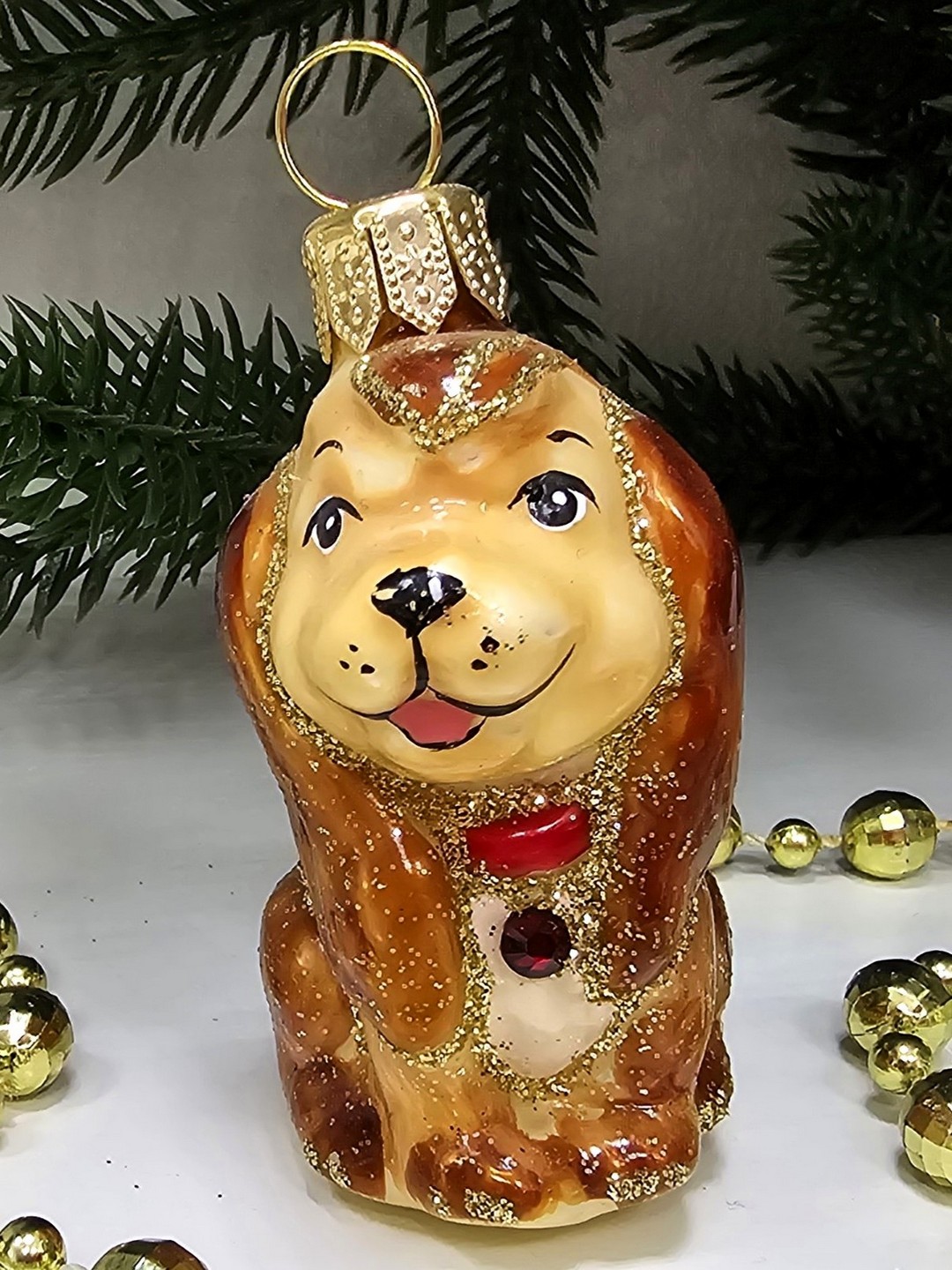 фото Стеклянная елочная игрушка Щенок