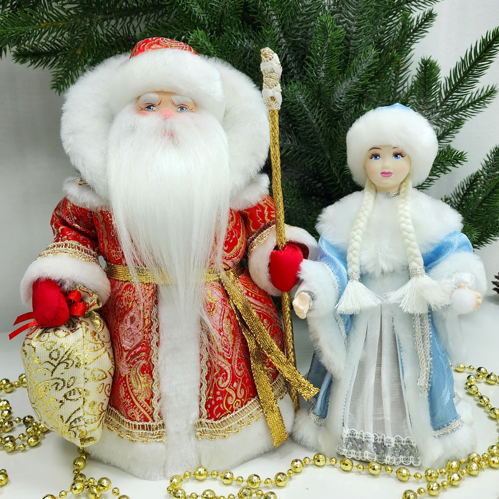 фото Набор Дед Мороз 22 см и Снегурочка 20 см №120