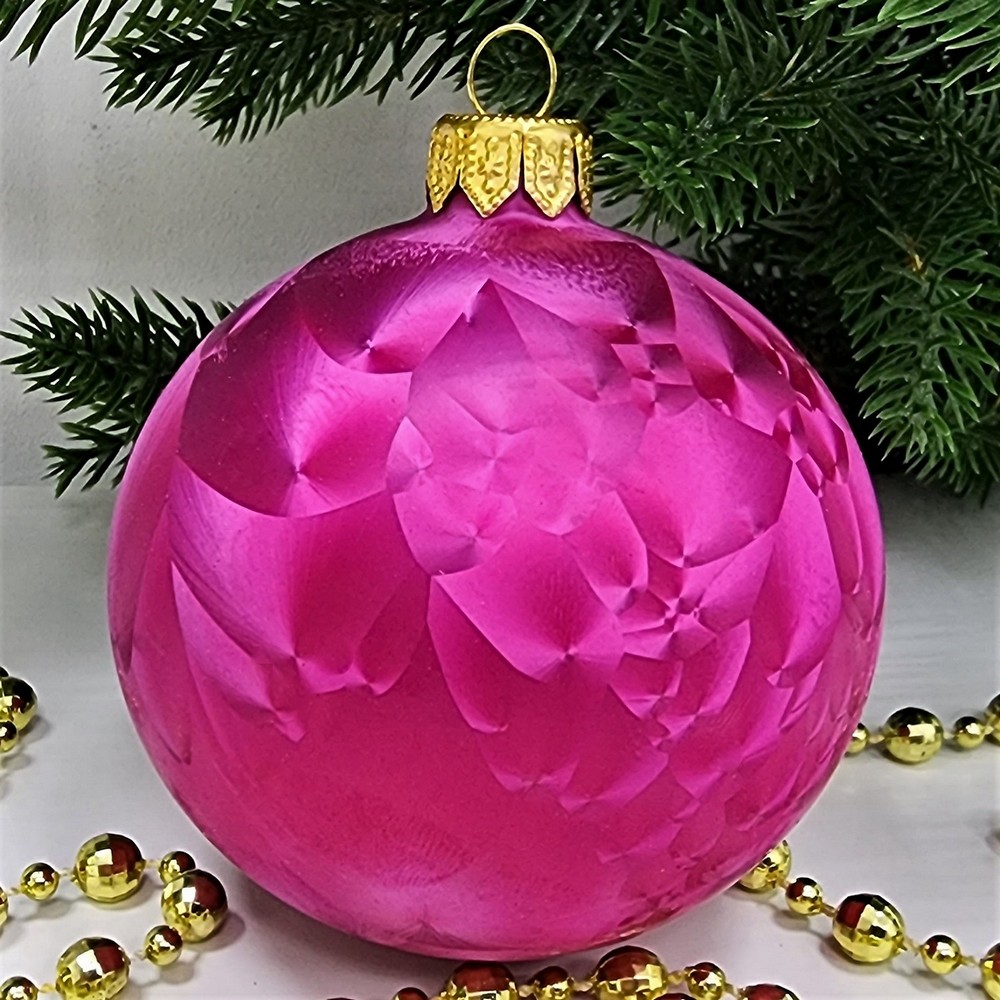 фото Стеклянный шар 80 мм Морозко бордо