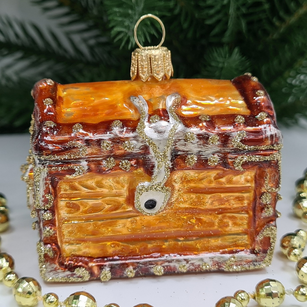 фото Стеклянная елочная игрушка Сундучок