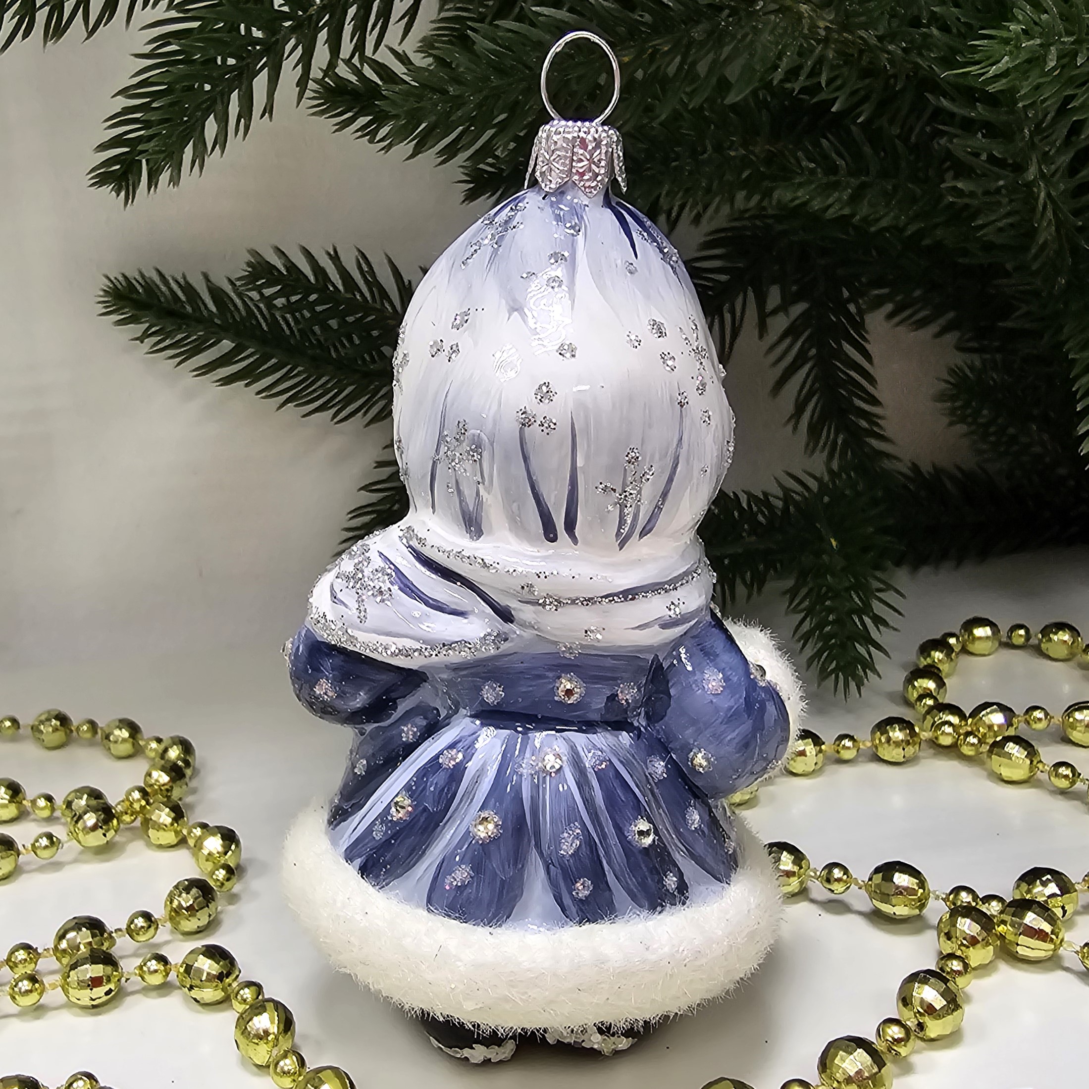 фото Стеклянная елочная игрушка Снегурочка глянец