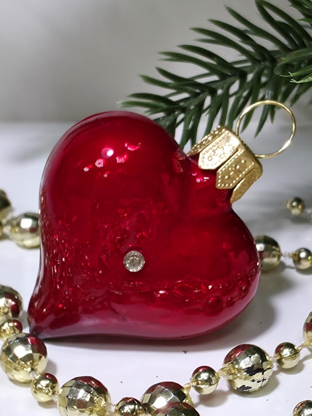 фото Стеклянная елочная игрушка Сердечко