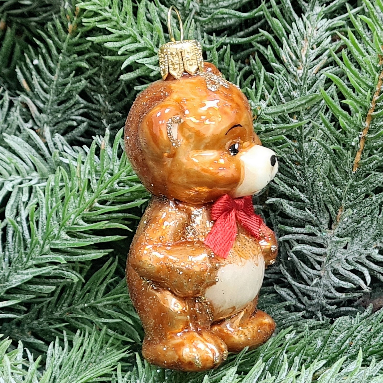 фото Стеклянная елочная игрушка Мишутка