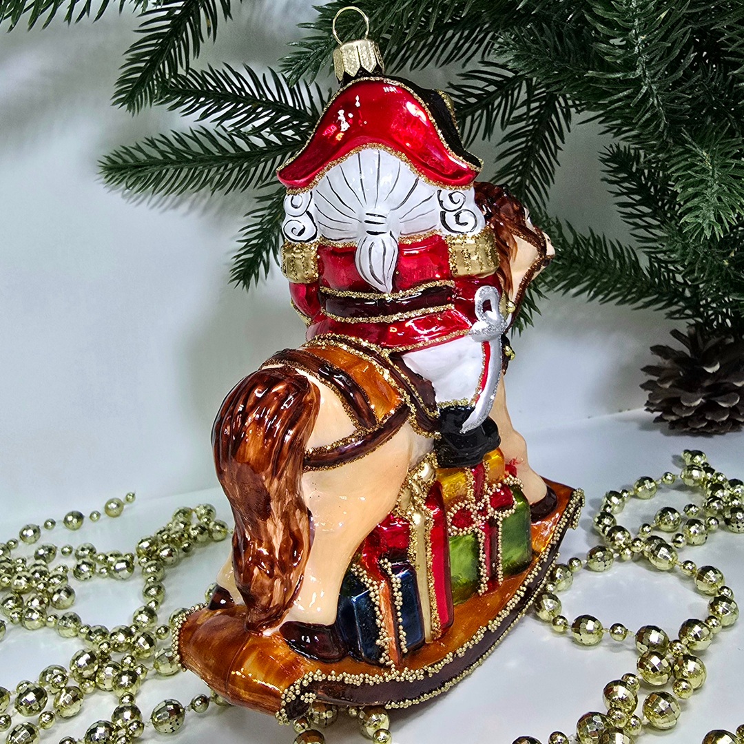 фото Irena-Co Стеклянная елочная игрушка Щелкунчик на лошадке