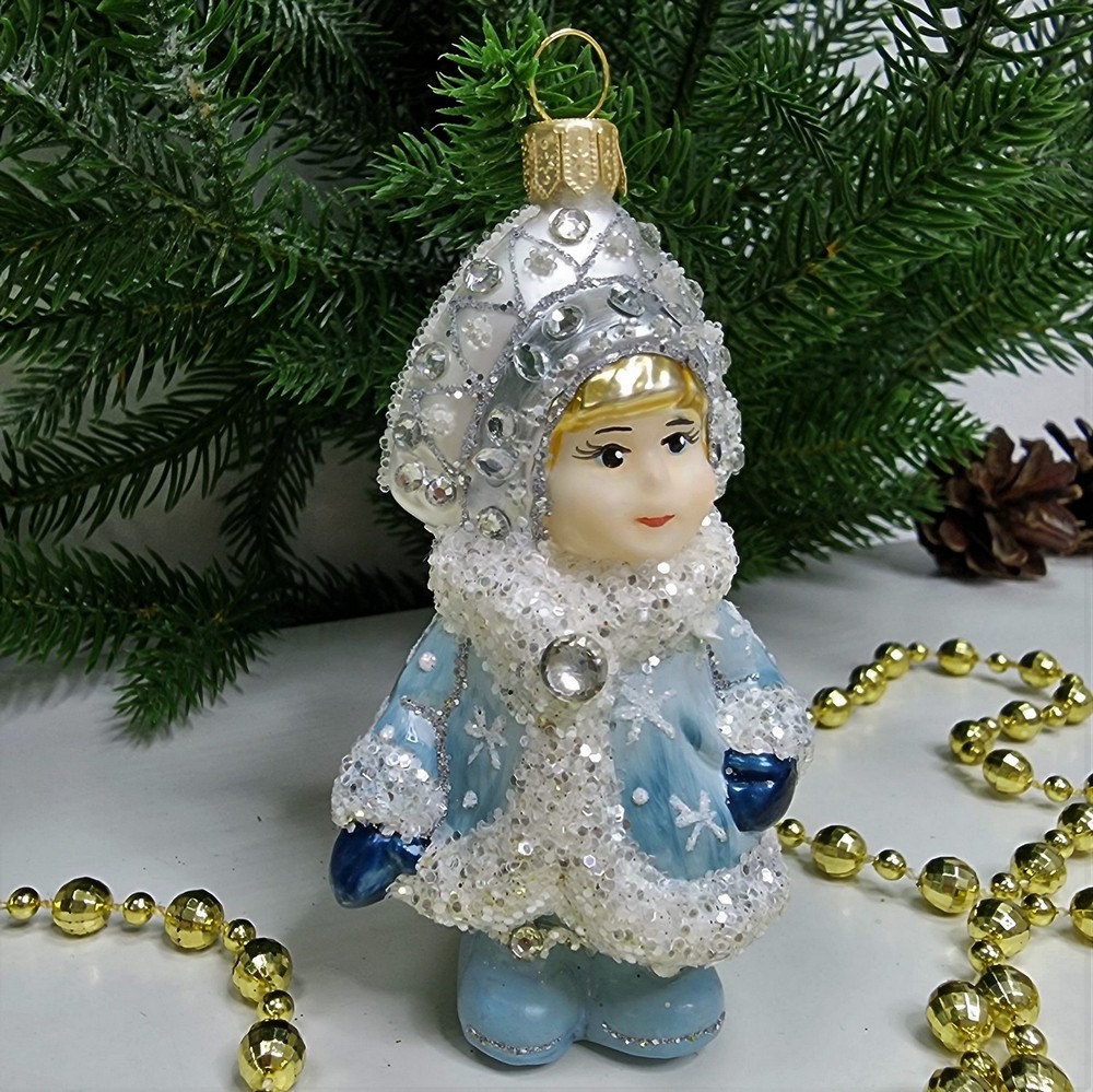 фото Стеклянная елочная игрушка Снегурочка винтаж